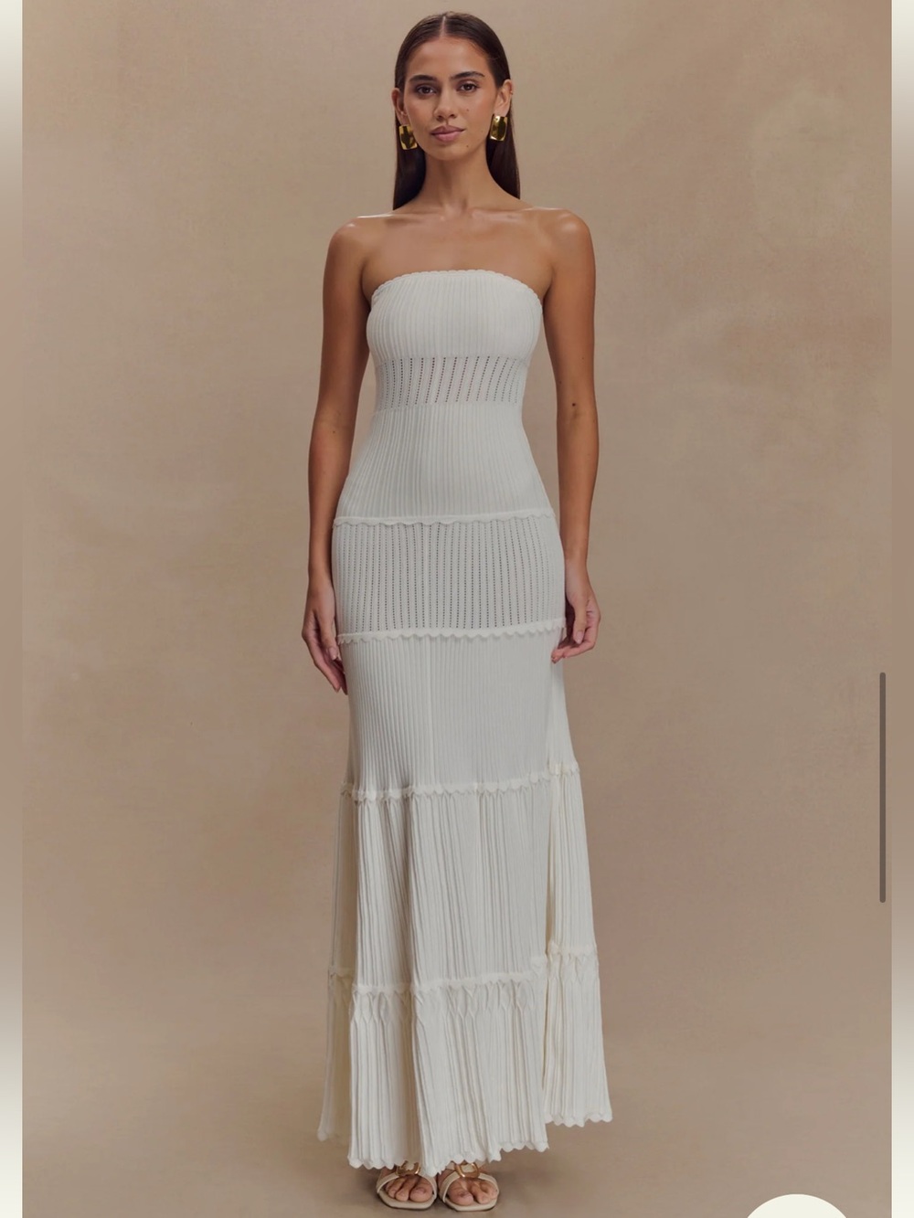 NWT Meshki Finley Pointelle Knit Maxi Dress in Ivory - Picture 6 of 15